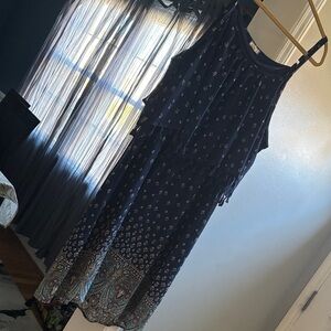 Eyeshadow Navy Paisley Border Maxi Dress